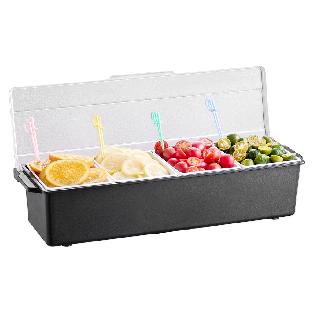 Chilled 4-Compartment Serving Tray with Lid for Fresh Snacks
